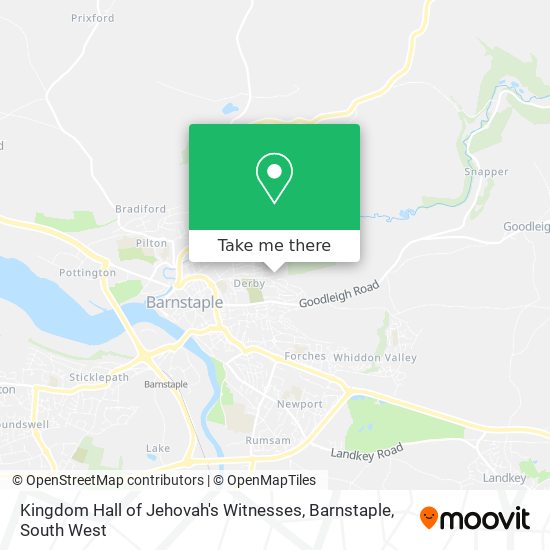 Kingdom Hall of Jehovah's Witnesses, Barnstaple map