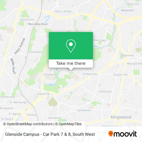 Glenside Campus - Car Park 7 & 8 map