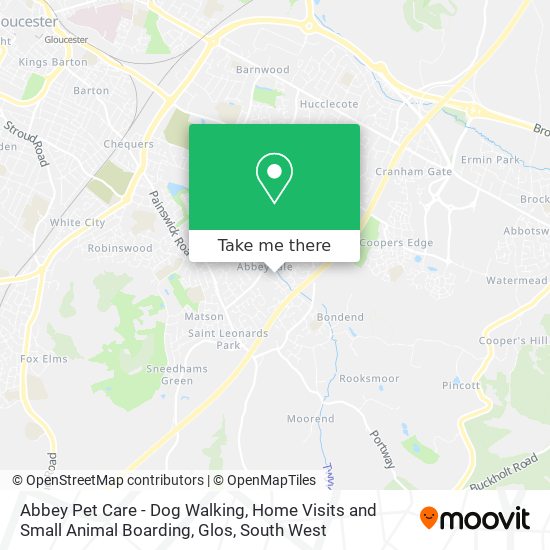 Abbey Pet Care - Dog Walking, Home Visits and Small Animal Boarding, Glos map