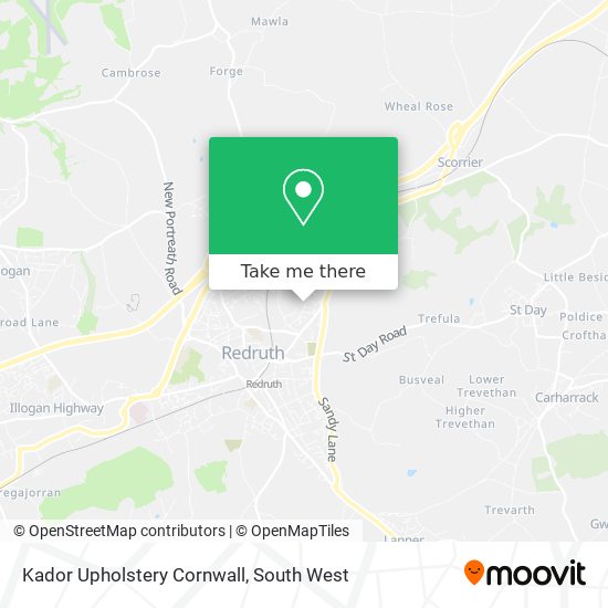 Kador Upholstery Cornwall map