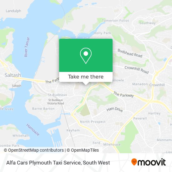 Alfa Cars Plymouth Taxi Service map