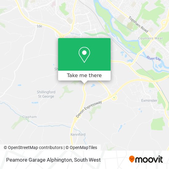 Peamore Garage Alphington map