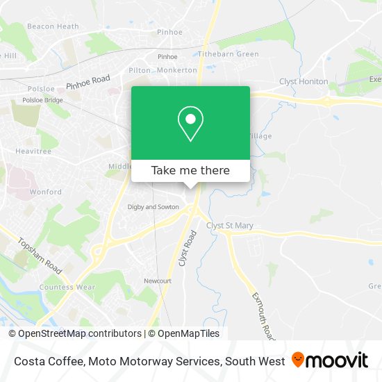 Costa Coffee, Moto Motorway Services map