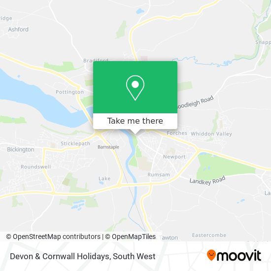 Devon & Cornwall Holidays map