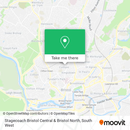 Stagecoach Bristol Central & Bristol North map
