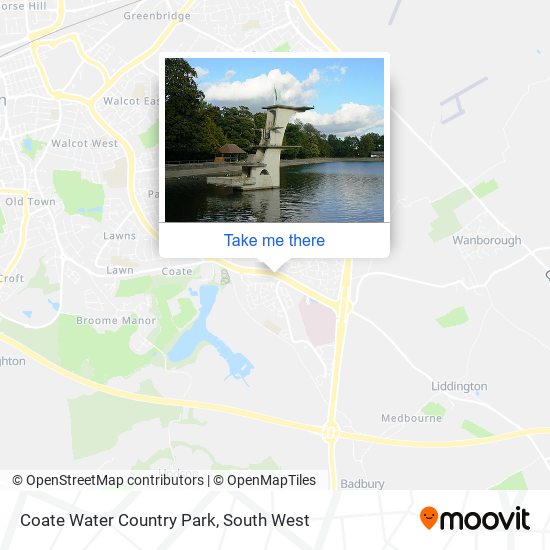 How to get to Coate Water Country Park in Swindon by Bus or Train?