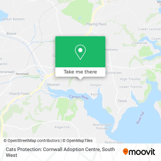 Cats Protection: Cornwall Adoption Centre map