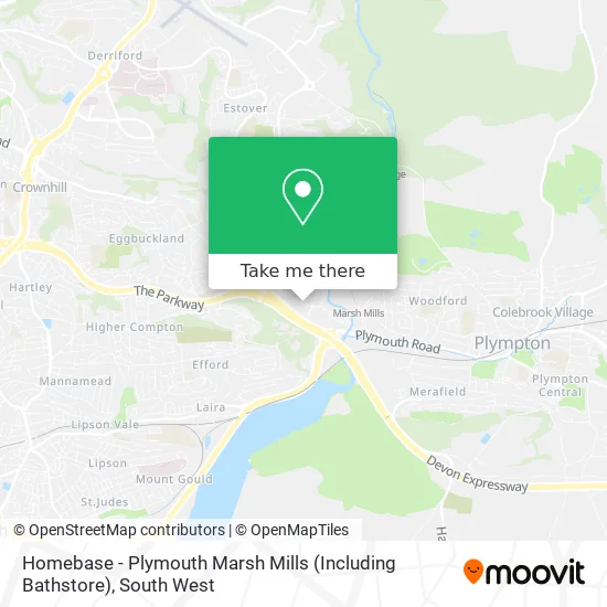 Homebase - Plymouth Marsh Mills (Including Bathstore) map