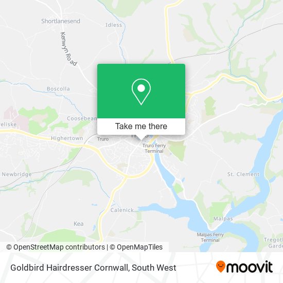 Goldbird Hairdresser Cornwall map