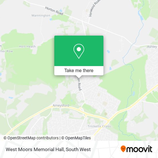 West Moors Memorial Hall map