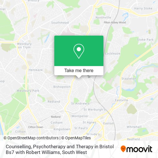 Counselling, Psychotherapy and Therapy in Bristol Bs7 with Robert Williams map