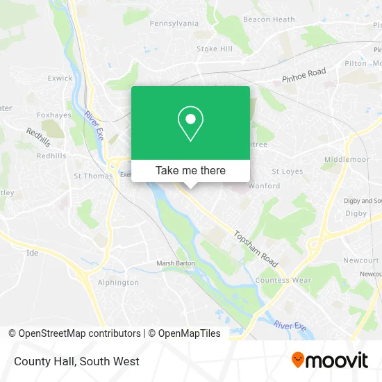 How to Get to County Hall in Exeter by Bus or Train?