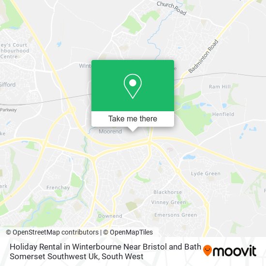 Holiday Rental in Winterbourne Near Bristol and Bath Somerset Southwest Uk map