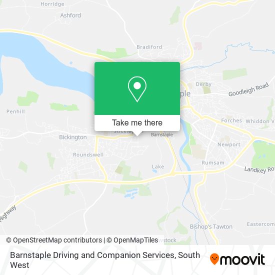 Barnstaple Driving and Companion Services map
