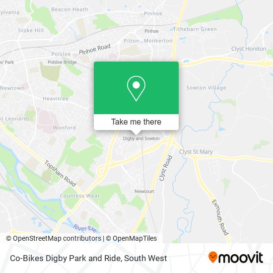 Co-Bikes Digby Park and Ride map