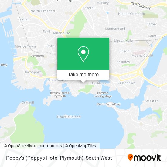 Poppy's (Poppys Hotel Plymouth) map