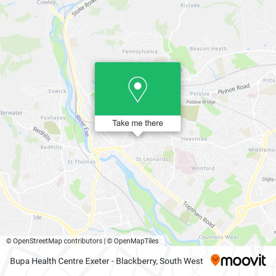 Bupa Health Centre Exeter - Blackberry map