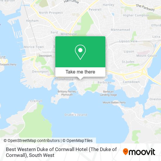 Best Western Duke of Cornwall Hotel (The Duke of Cornwall) map