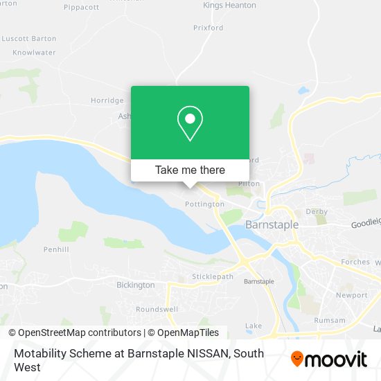Motability Scheme at Barnstaple NISSAN map