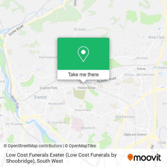 Low Cost Funerals Exeter (Low Cost Funerals by Shoobridge) map