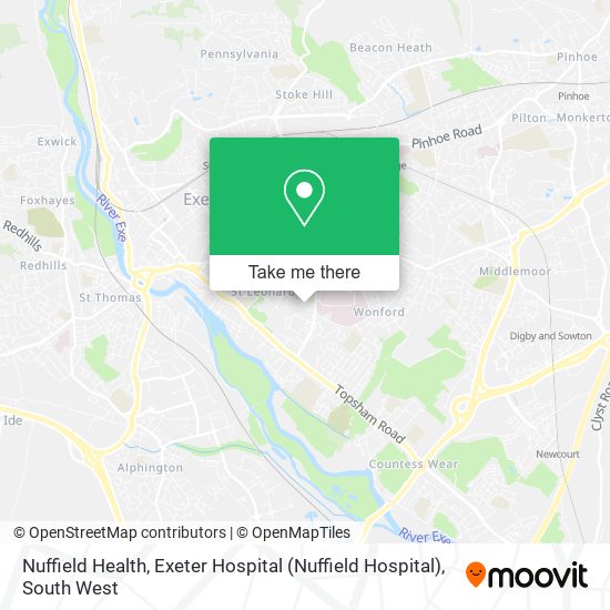 Nuffield Health, Exeter Hospital (Nuffield Hospital) map