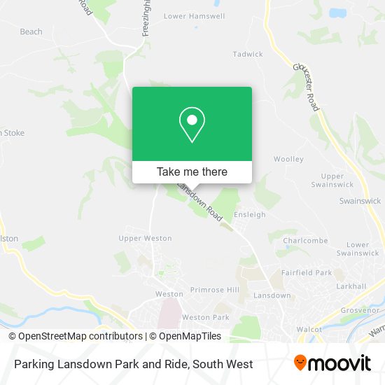 Parking Lansdown Park and Ride map