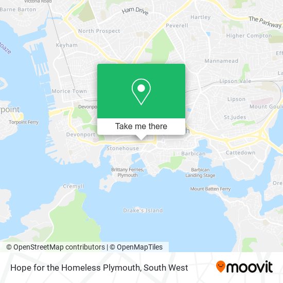 Hope for the Homeless Plymouth map