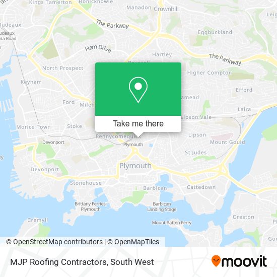 MJP Roofing Contractors map