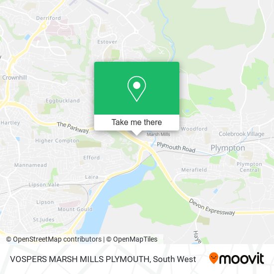 VOSPERS MARSH MILLS PLYMOUTH map