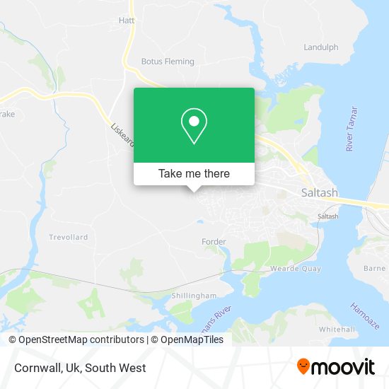 Cornwall, Uk map