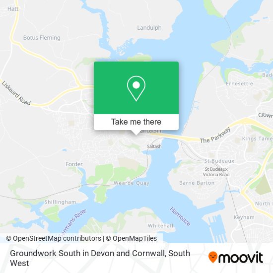 Groundwork South in Devon and Cornwall map