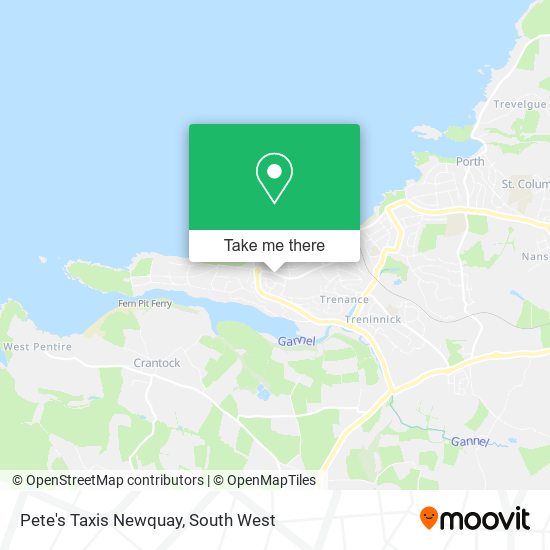 Pete's Taxis Newquay map