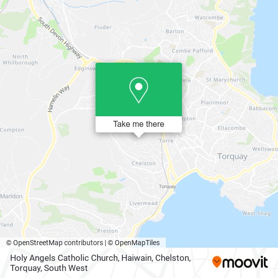 Holy Angels Catholic Church, Haiwain, Chelston, Torquay map