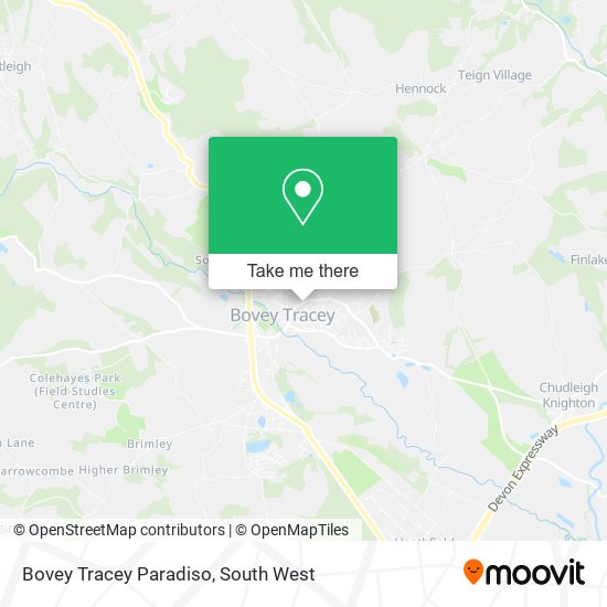 Bovey Tracey Paradiso map
