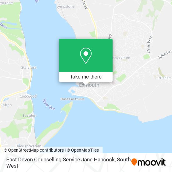 East Devon Counselling Service Jane Hancock map