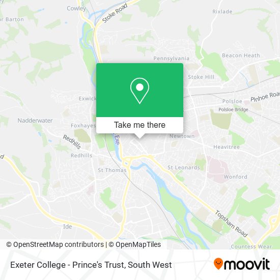 Exeter College - Prince's Trust map