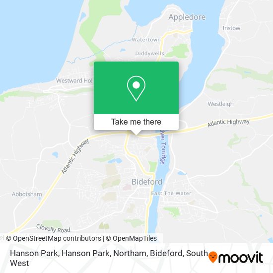 Hanson Park, Hanson Park, Northam, Bideford map