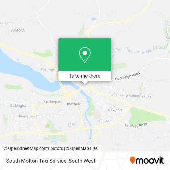 South Molton Taxi Service map