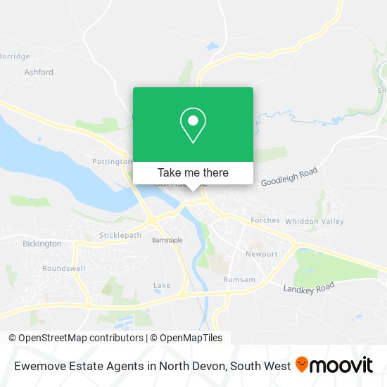 Ewemove Estate Agents in North Devon map