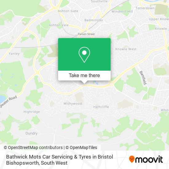 Bathwick Mots Car Servicing & Tyres in Bristol Bishopsworth map