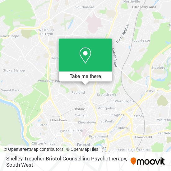 Shelley Treacher Bristol Counselling Psychotherapy map
