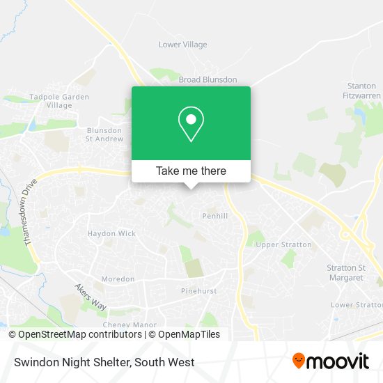 Swindon Night Shelter map