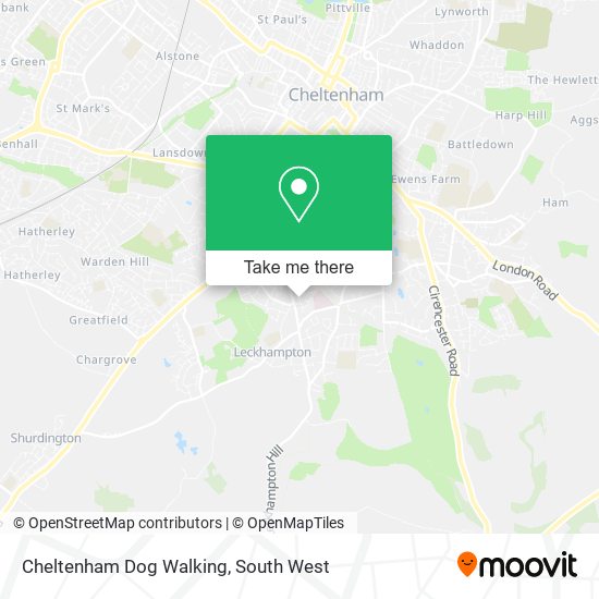 Cheltenham Dog Walking map