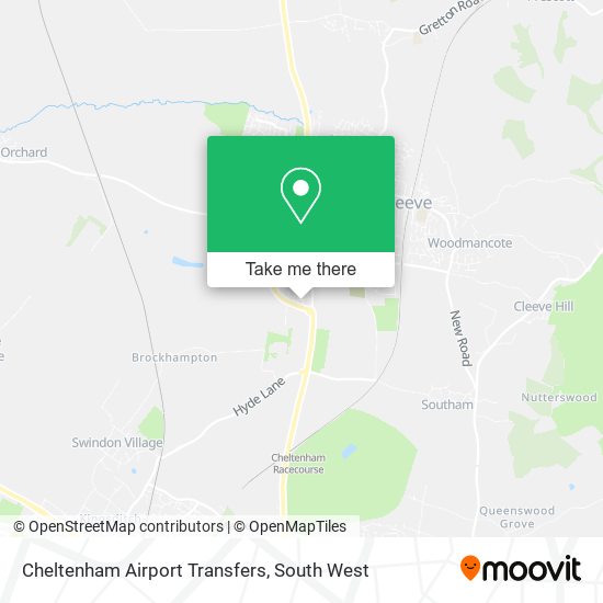 Cheltenham Airport Transfers map