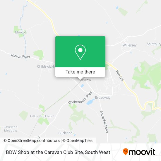 BDW Shop at the Caravan Club Site map