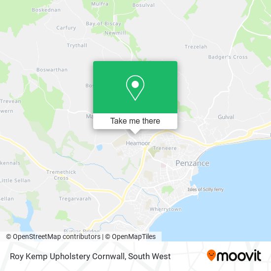 Roy Kemp Upholstery Cornwall map