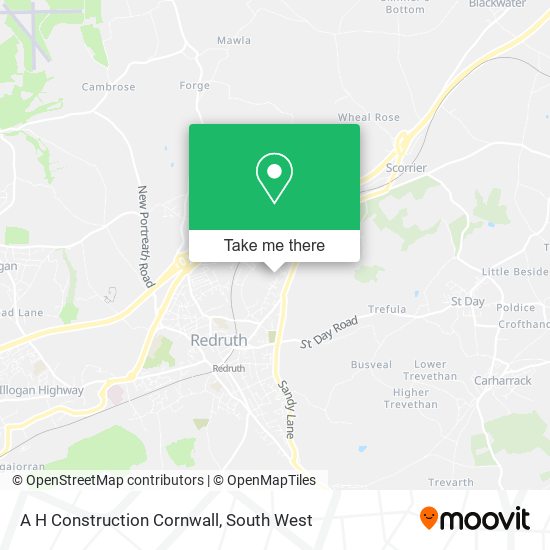 A H Construction Cornwall map