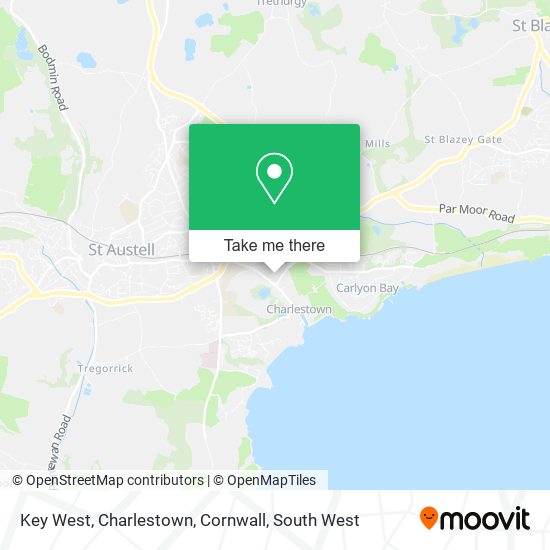 Key West, Charlestown, Cornwall map