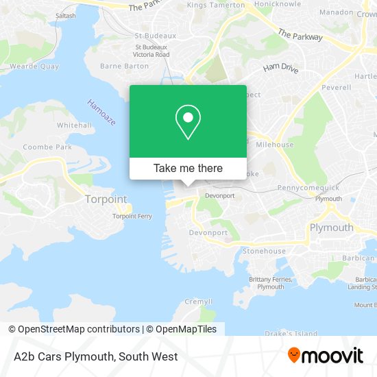 A2b Cars Plymouth map