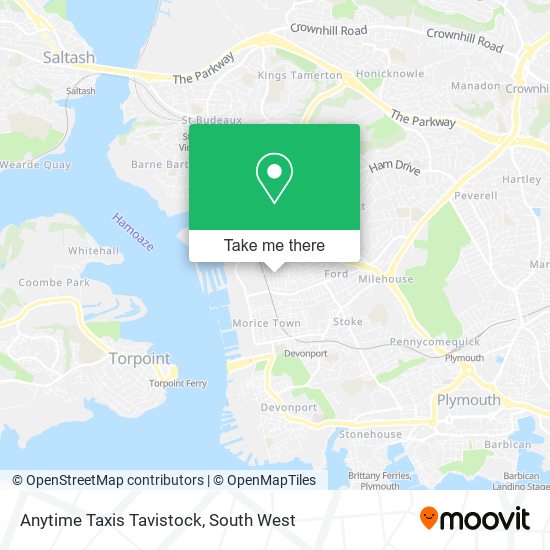 Anytime Taxis Tavistock map